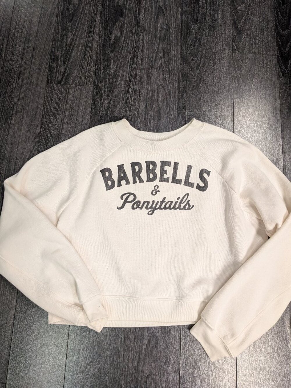 Barbells And Ponytails "Logo" Crop Crewneck Sweatshirt Sz M NEW